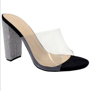 Black Rhinestone-Heel Morris Sandal Women